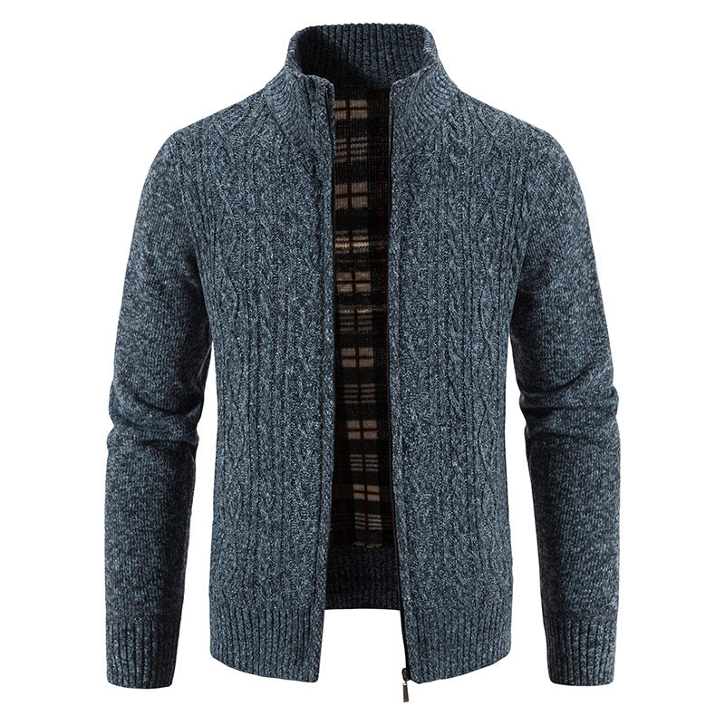 Herren Strickjacke mit hochschließendem Kragen und strukturiertem Design ModeGeist
