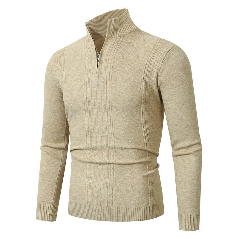Herren eleganter Strickpullover mit Stehkragen und Reißverschluss ModeGeist