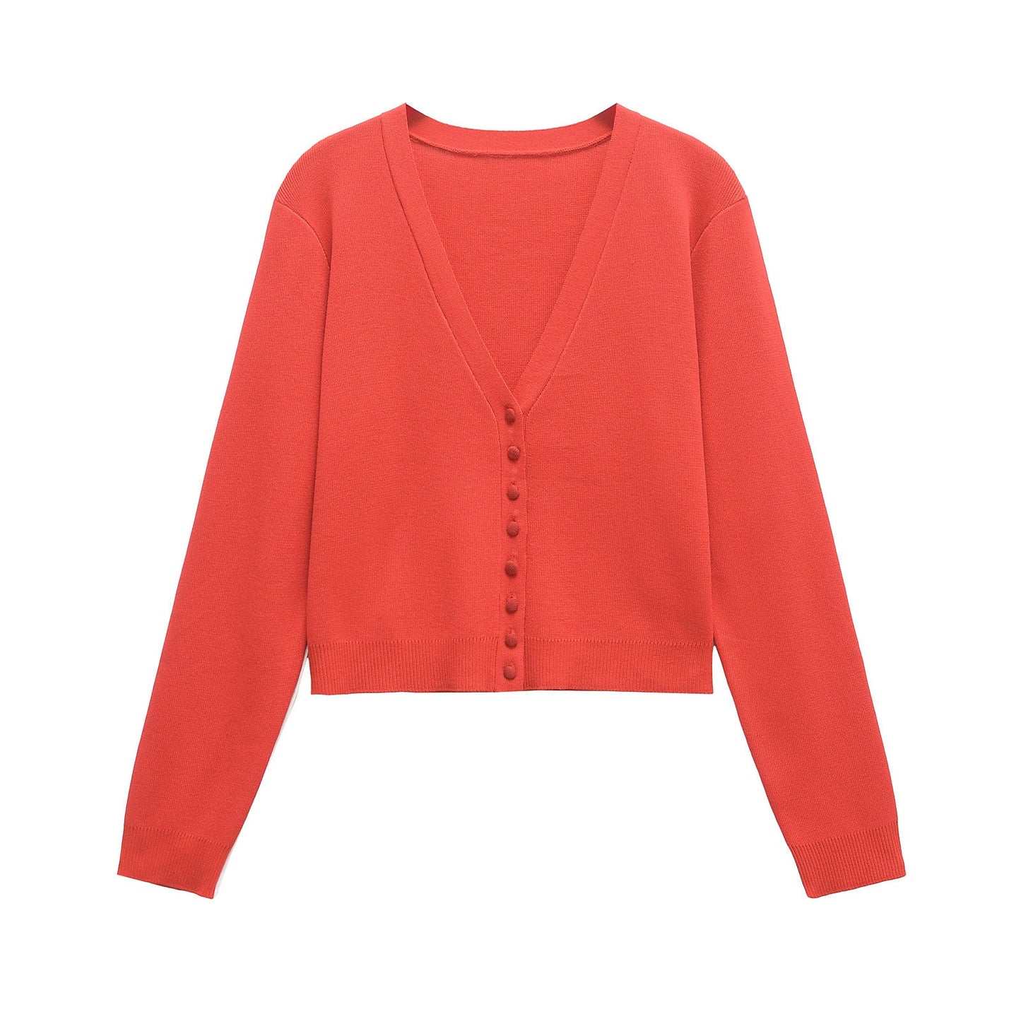 Modischer Damen-Pullover mit V-Ausschnitt und Knöpfen