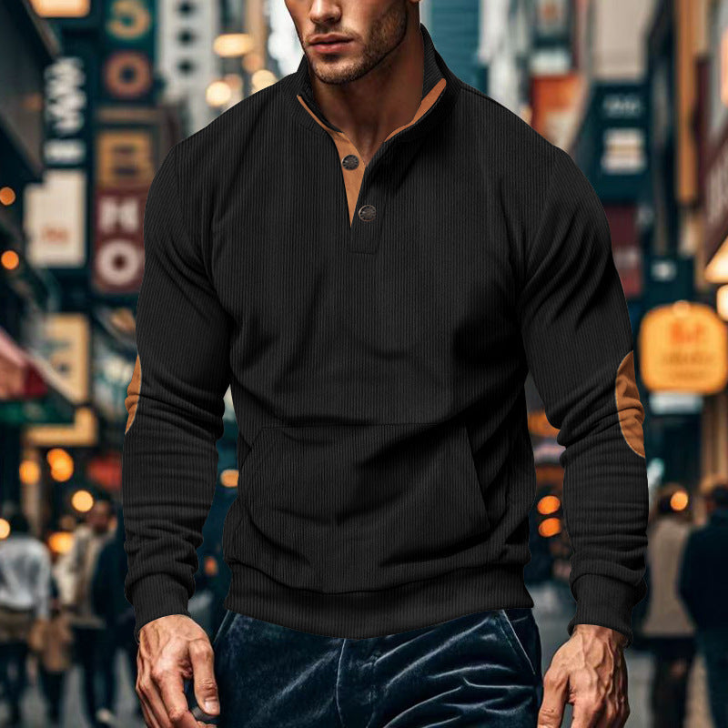 Herren lässiger Pullover mit Stehkragen und Knopfleiste ModeGeist