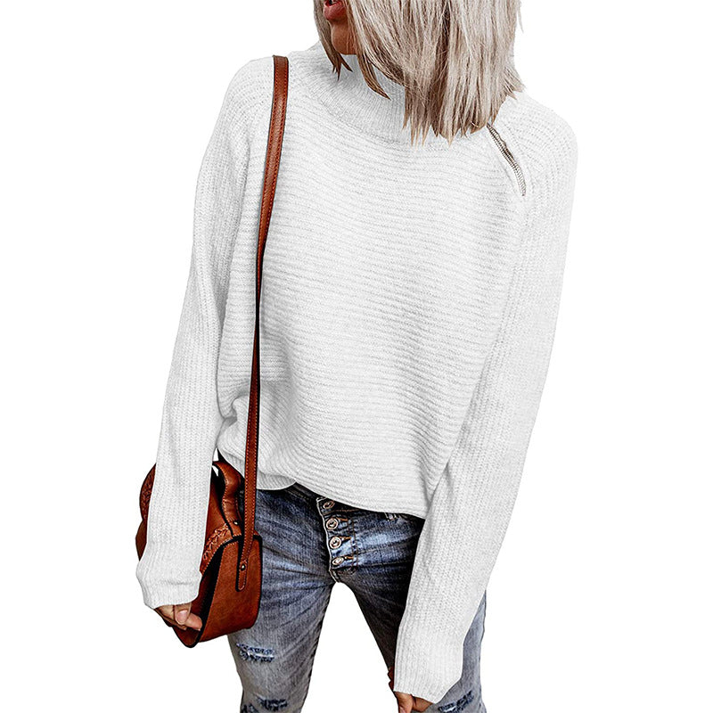 Damen trendiger oversize Pullover mit stylischem Stehkragen und angeschnittenen Ärmeln ModeGeist