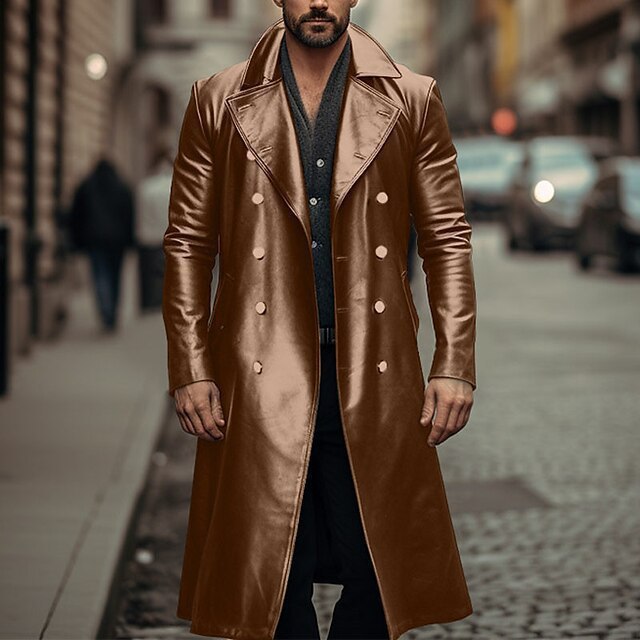 Herren Eleganter und glänzender Trenchcoat ModeGeist
