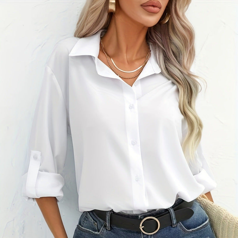 Damen elegante langärmelige Bluse aus atmungsaktiver Baumwolle ModeGeist