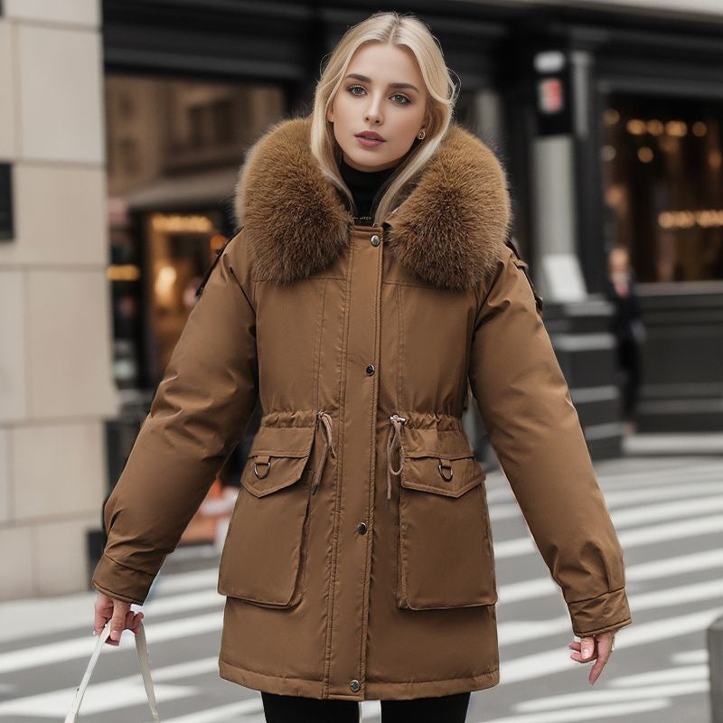 Damen warme Winterjacke mit abnehmbarem Pelzkragen ModeGeist