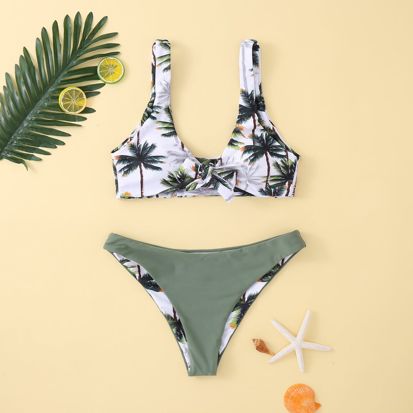Moderner Damen-Bikini mit angesagtem Knoten-Design und hohem Bein