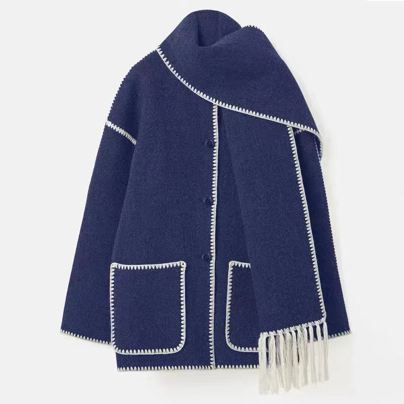 Damen Oversized Strickjacke mit Fransen und Taschen ModeGeist