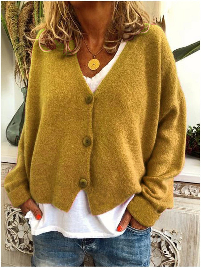 Damen Lässiger Strickcardigan mit offenem Design und knöpfbarem Verschluss ModeGeist