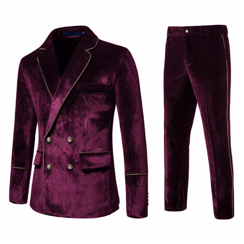 Herren elegantes Samtanzugset mit glänzendem Finish und modernem Schnitt ModeGeist