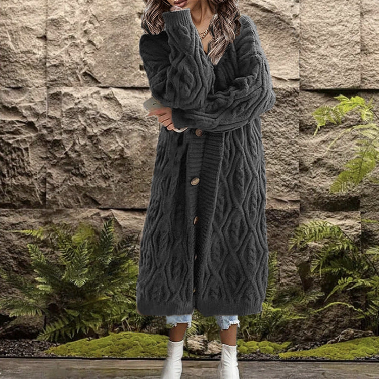 Damen Strickmantel mit kunstvollem Zopfmuster ModeGeist