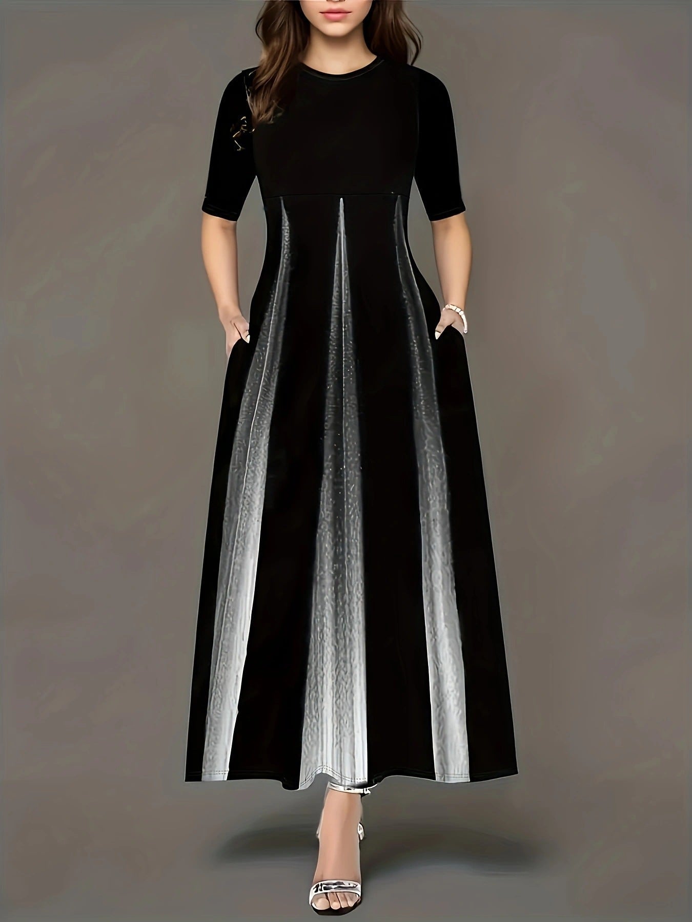 Damen Maxikleid mit modernem Farbverlauf und praktischen Seitentaschen ModeGeist