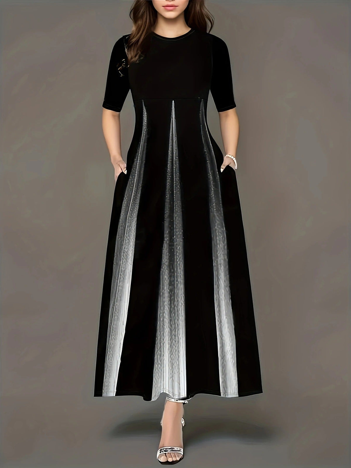 Damen Maxikleid mit modernem Farbverlauf und praktischen Seitentaschen ModeGeist
