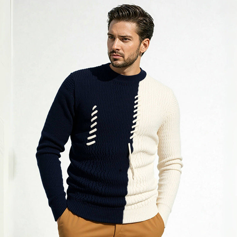 Herren Strickpullover mit modernem Struktur-Design und kontrastierenden Mustern ModeGeist