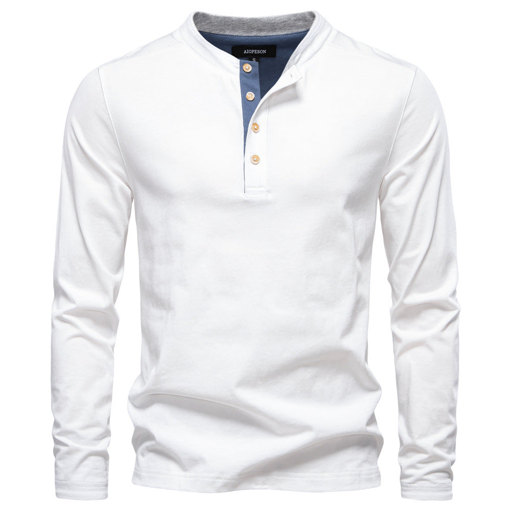 Herren Langarm-Henley-Shirt mit eleganten Druckknöpfen und bequemer Passform ModeGeist