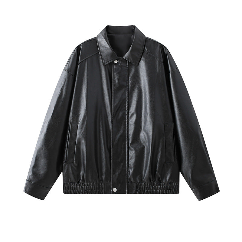 Herren elegante Kunstlederjacke mit elastischem Bund ModeGeist
