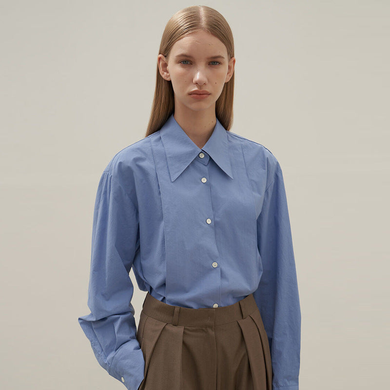 Modische, bequeme Baumwollbluse für Damen mit weitem Schnitt und edlen Details