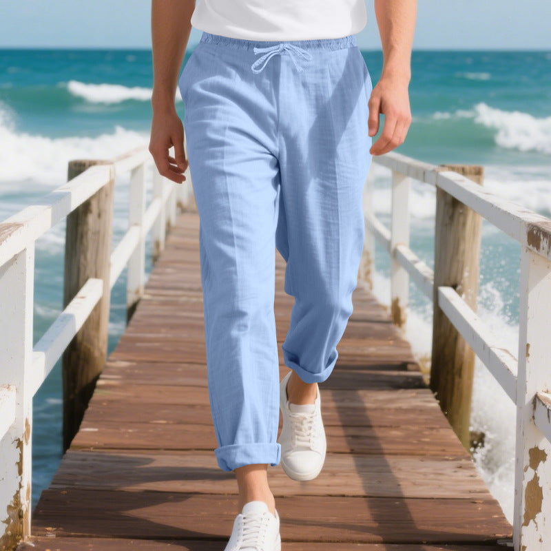 Herren bequeme Strandhose mit elastischem Bund und verstellbarem Kordelzug ModeGeist