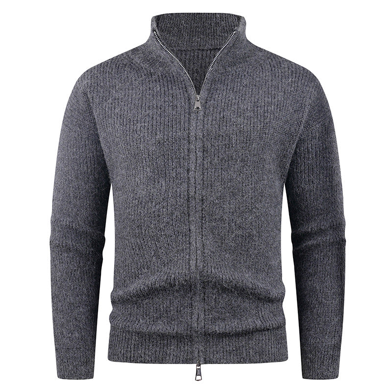 Herren Strickpullover mit modernem Reißverschluss und strukturierter Textur ModeGeist