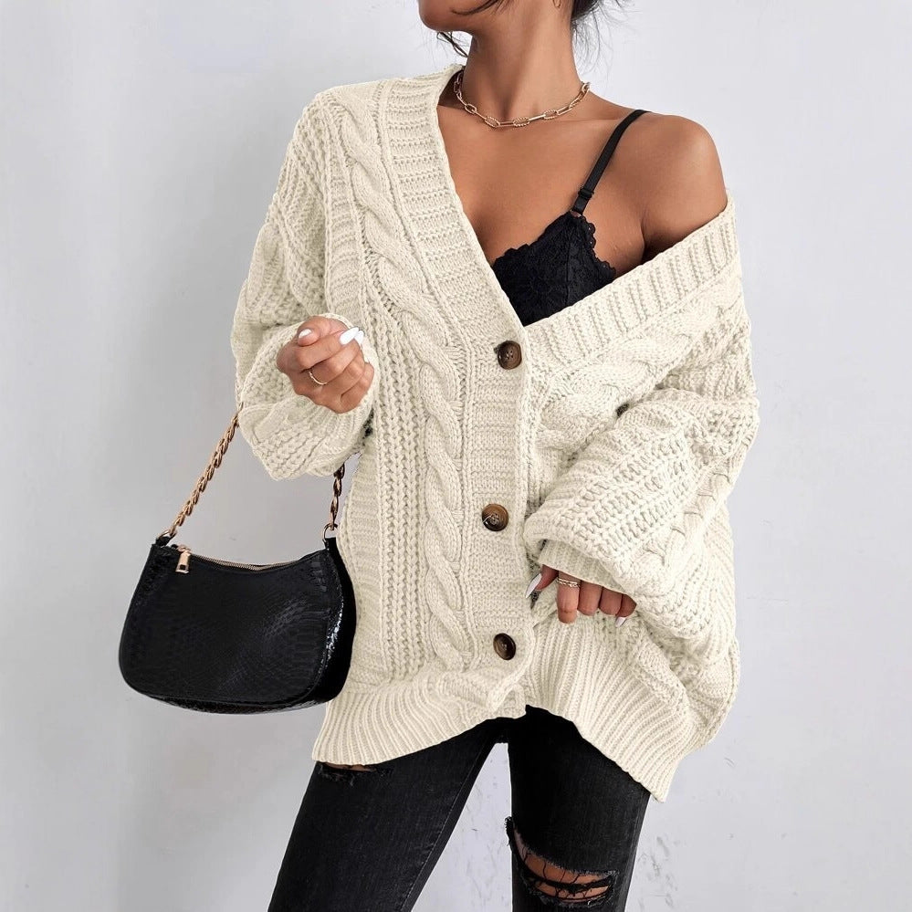 Damen Grobstrick-Cardigan mit dekorativem Zopfmuster ModeGeist