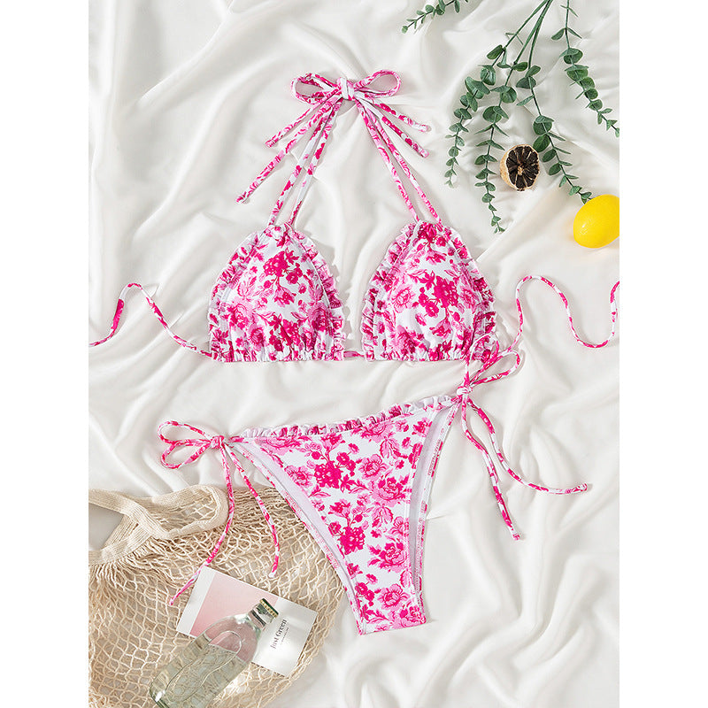 Women's Frill Floral Triangle Bikini Set MODEGEIST