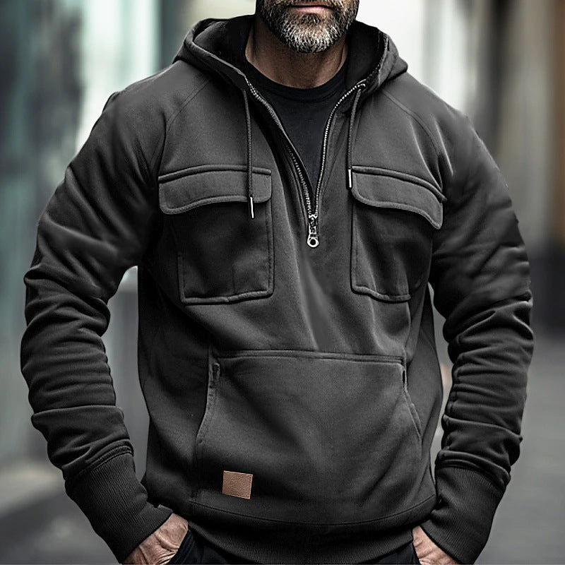 Herren modische Kapuzenpullover mit praktischen Brusttaschen ModeGeist