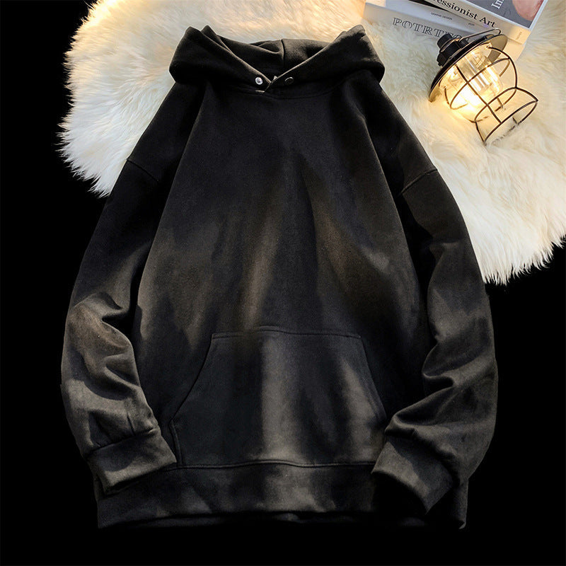 Damen gemütlicher Kapuzenpullover im modernen Velourslook ModeGeist