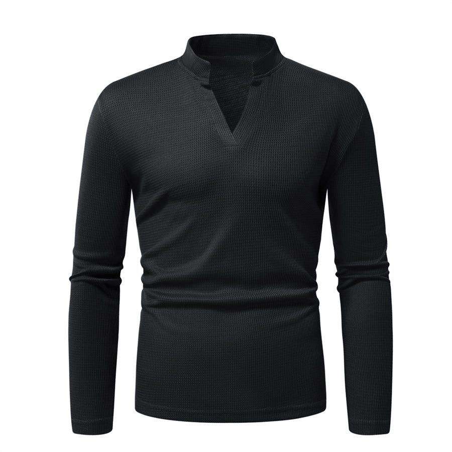 Herren Langarmshirt mit modernem Stehkragen und strukturierter Oberfläche ModeGeist