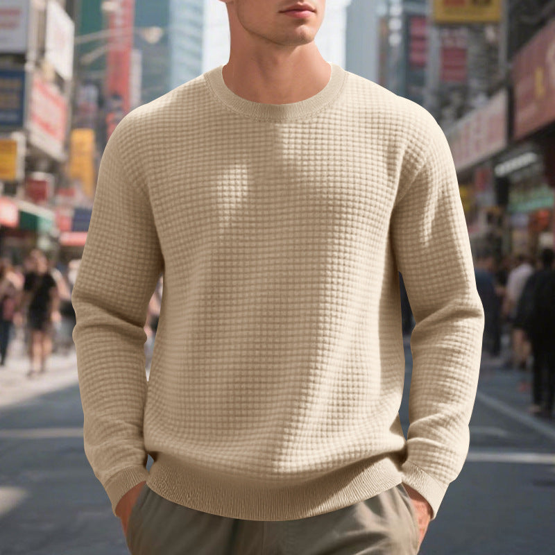 Herren warmer Pullover mit strukturiertem Gewebe und Rundhalsausschnitt ModeGeist