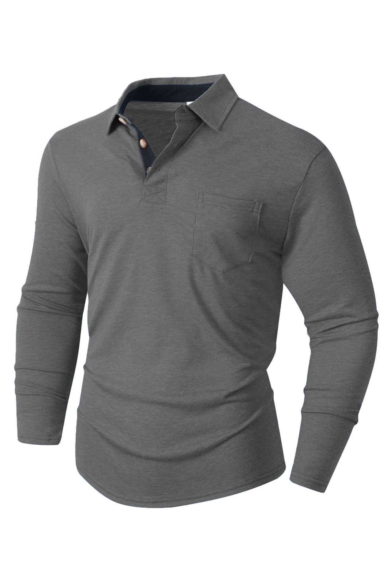 Herren elegantes Langarm Poloshirt mit modernem Kragen und leichtem Stretch ModeGeist