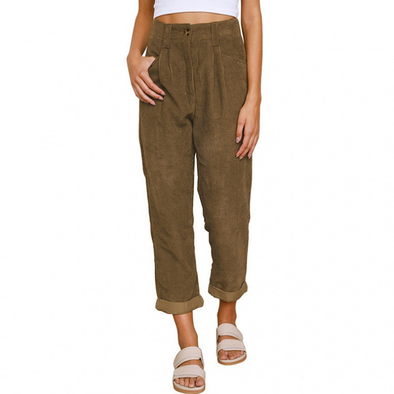 Elegante Damenhose mit hoher Taille und Falten