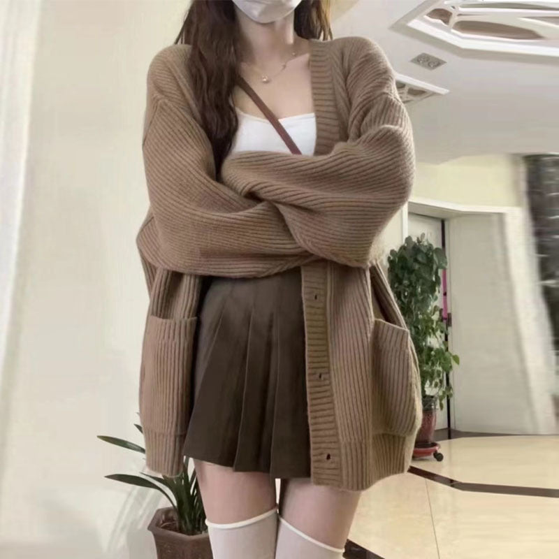 Damen Grobstrickcardigan mit großen Taschen und lässigem Schnitt ModeGeist