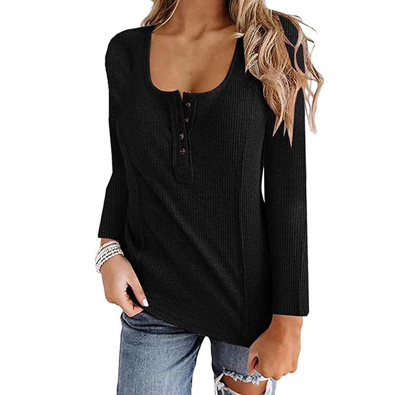Modegeist Damen Shirt mit Rippen und Knöpfen, lässig