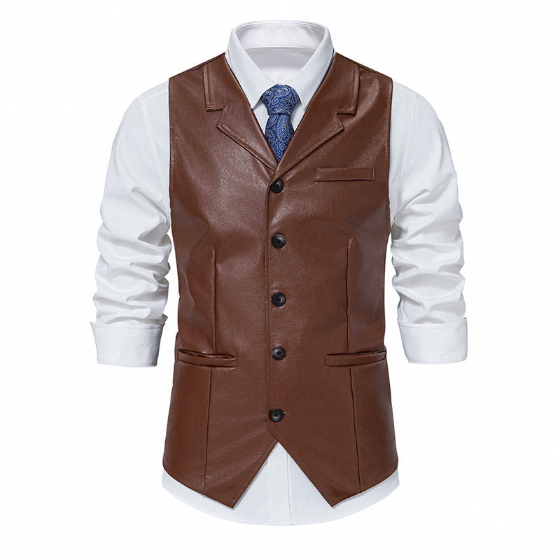 Herren elegante Kunstlederweste ModeGeist