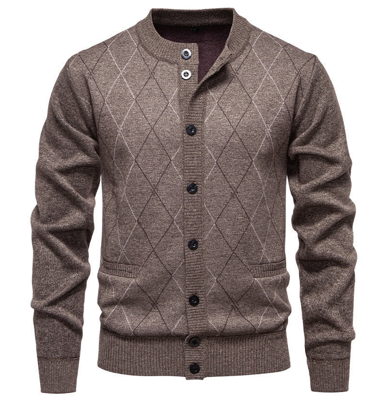 Herren stylische Strickjacke mit diamantförmigem Muster ModeGeist