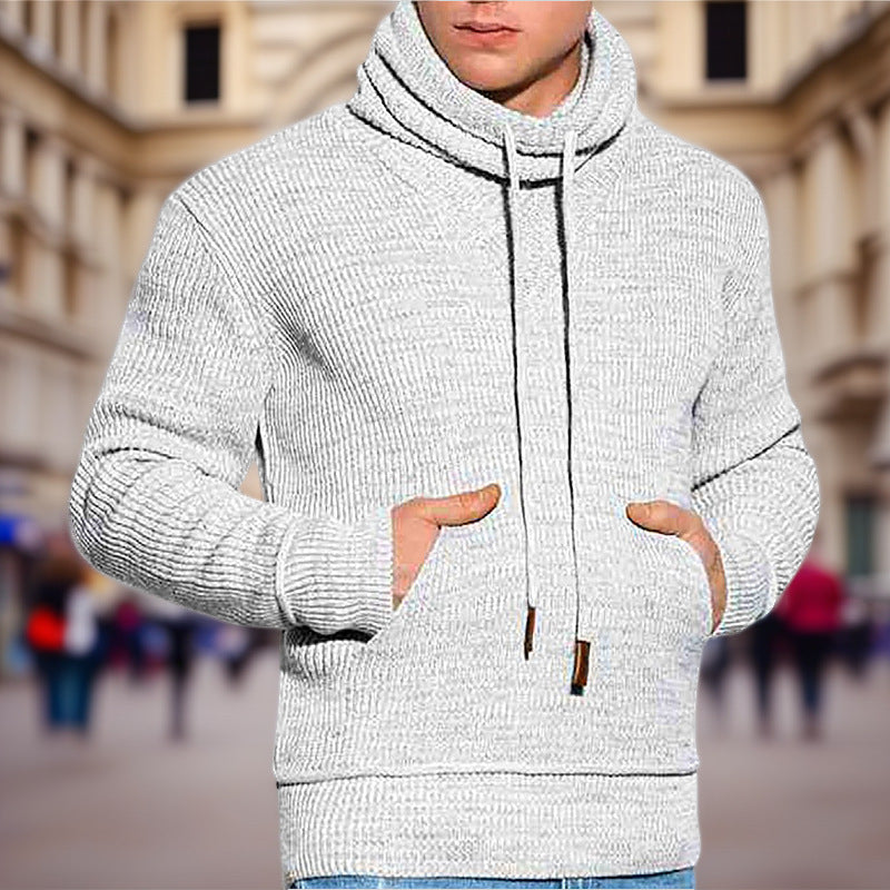 Herren Kapuzenpullover mit grobem Strickmuster und praktischen Kängurutaschen ModeGeist