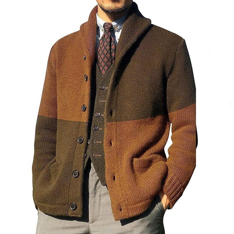 Herren Strickjacke mit modernem Schalkragen und durchgehendem Knopfverschluss ModeGeist