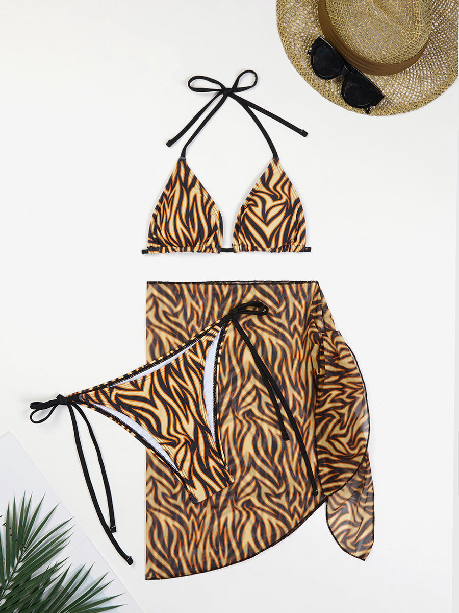 Modegeist Damen Dreieck Bikini Set mit transparentem Cover-Up