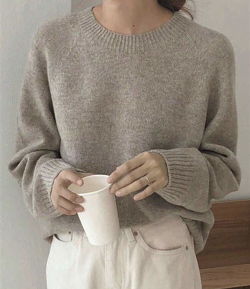 Damen Gemütlicher Rundhals-Pullover aus hochwertigem Stoff ModeGeist