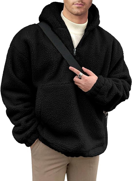 Herren kuscheliger Fleece-Pullover mit halbem Reißverschluss ModeGeist
