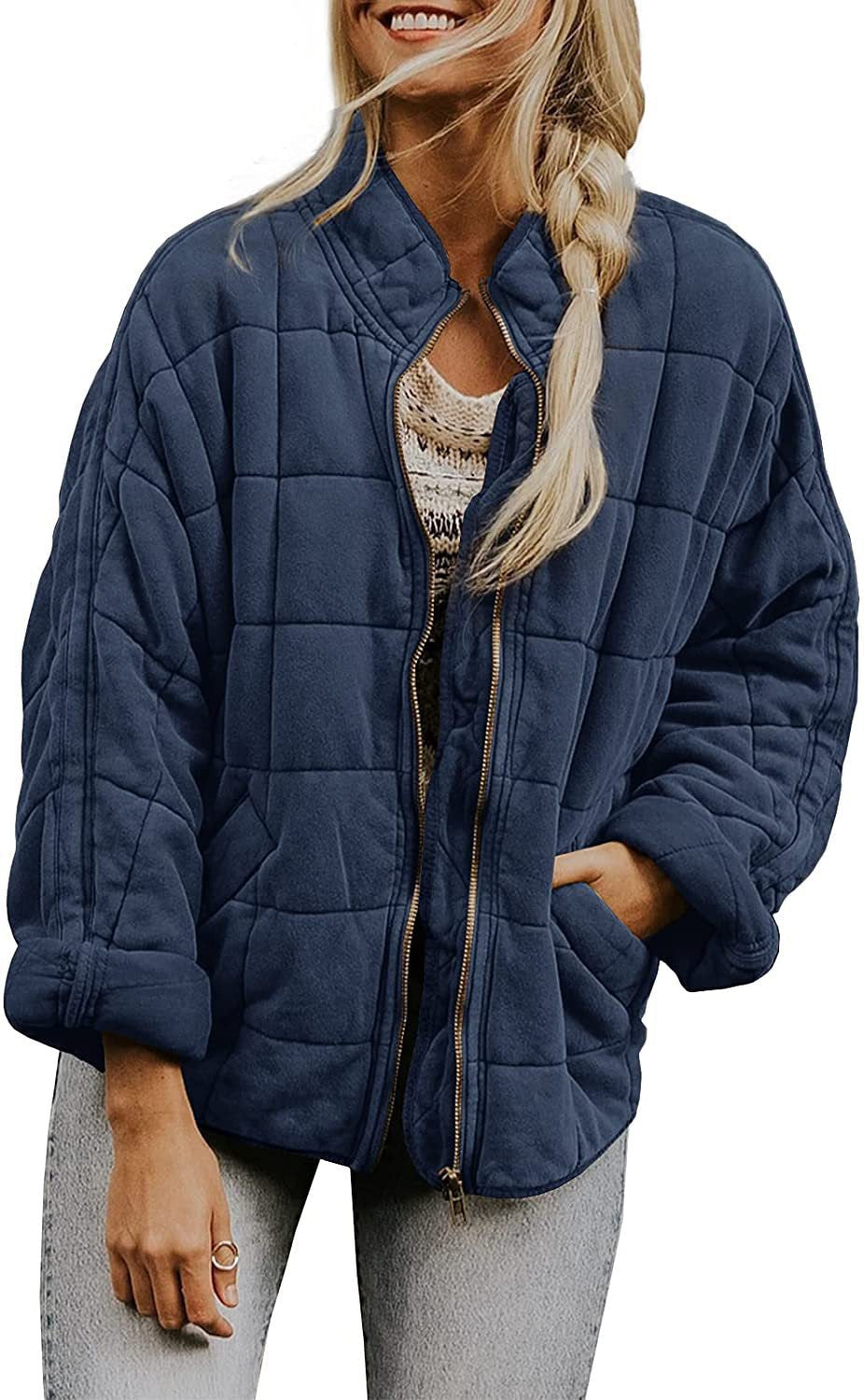 Damen gesteppte Kapuzenjacke mit Reißverschluss und Taschen ModeGeist
