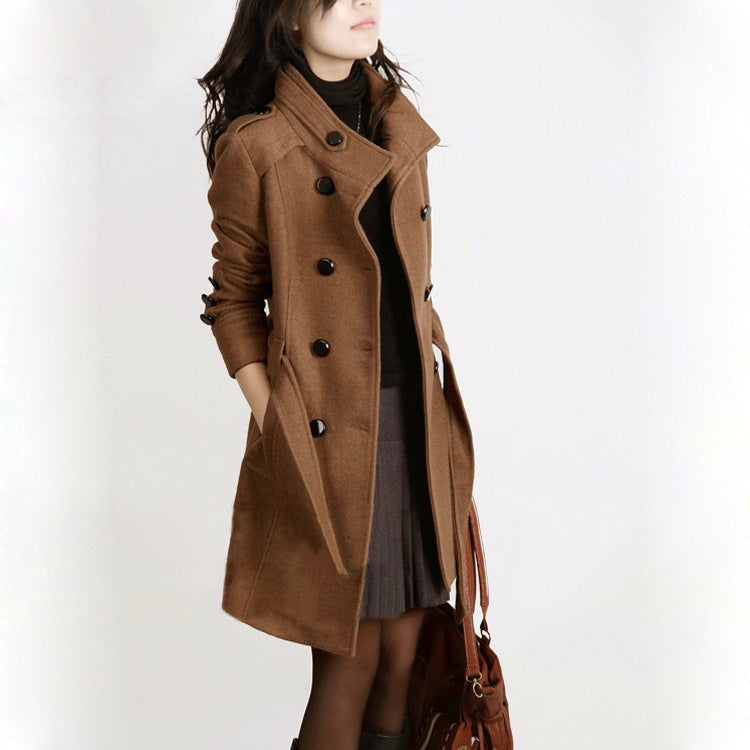 ModeGeist | Trenchcoat - Wollmix - Doppelreiher - Mit Gürtel - Eleganter langer Mantel
