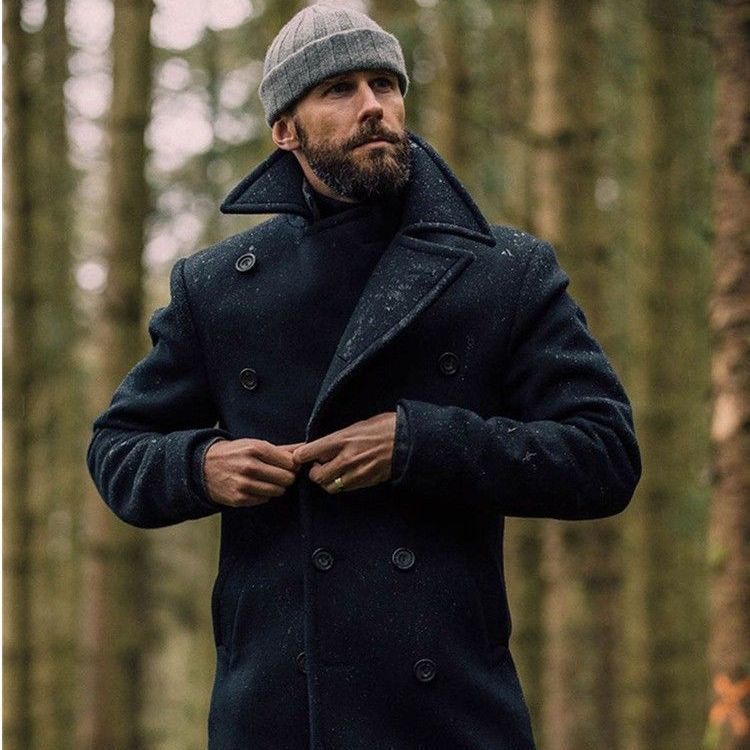 Herren klassischer und stilvoller Wollmantel mit doppelter Knopfreihe ModeGeist