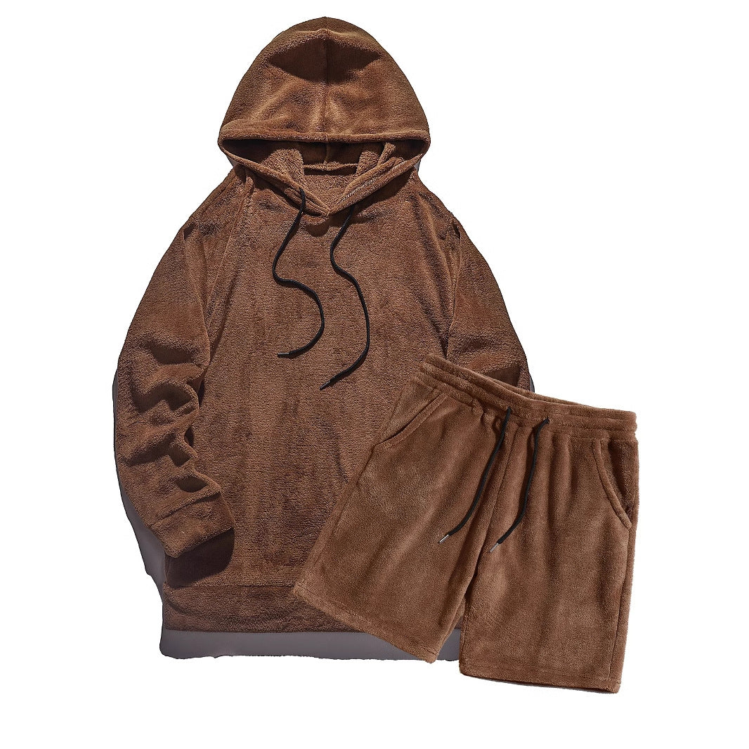 Damen gemütliches Fleece-Hoodie und Shorts Set ModeGeist