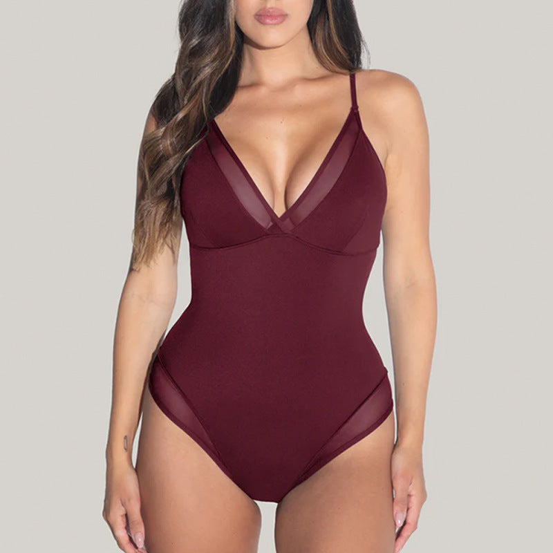 Figurformender Badeanzug für Damen mit V-Ausschnitt, modisches Design