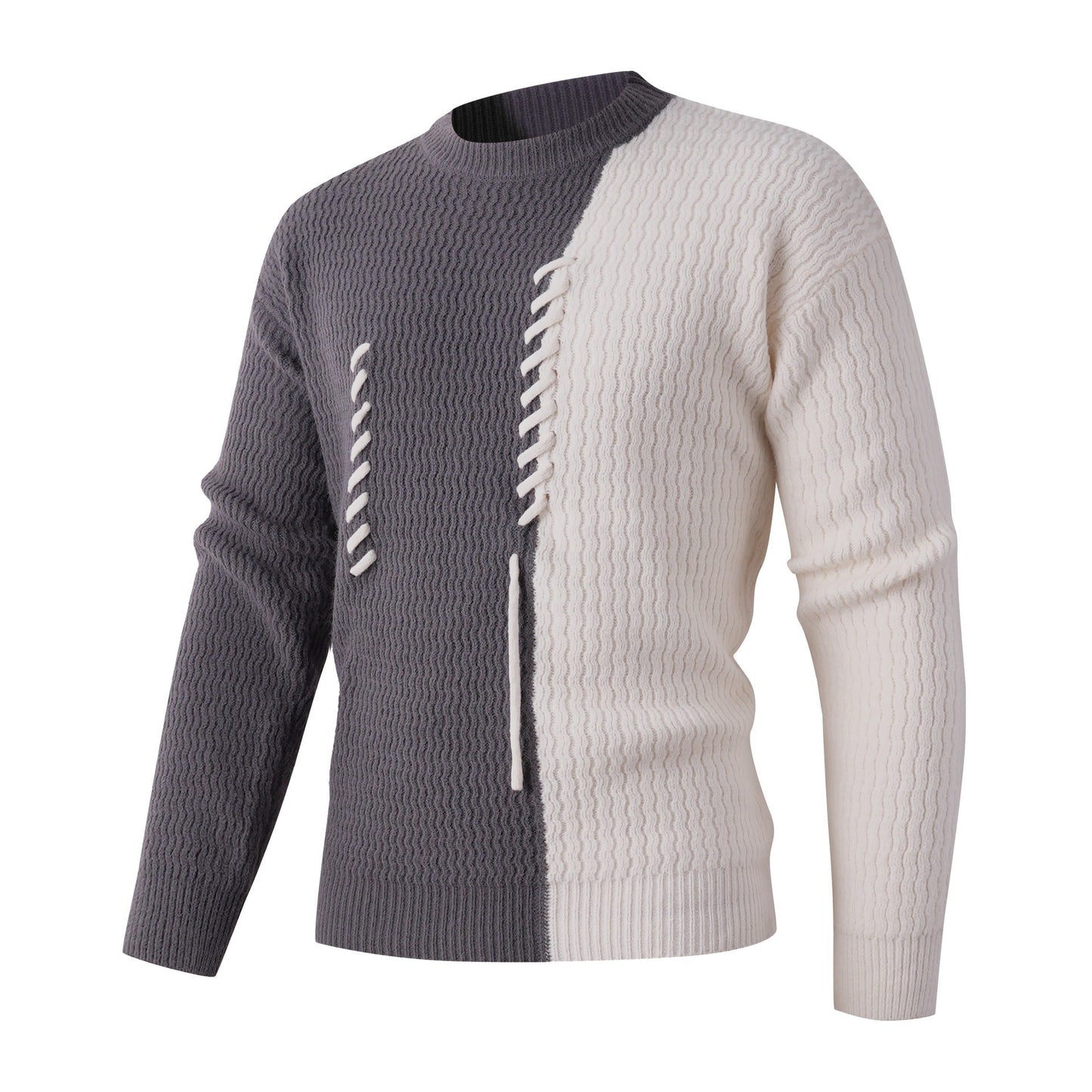 Herren Strickpullover mit modernem Zopfmuster und kontrastierenden Details ModeGeist