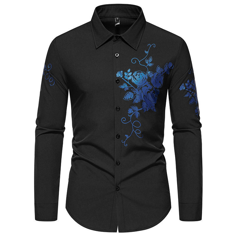 Herren Langarmhemd mit floralen Stickereien ModeGeist