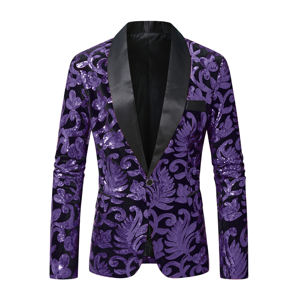 Herren glitzernder Anzugblazer mit floralen Paillettenmustern ModeGeist