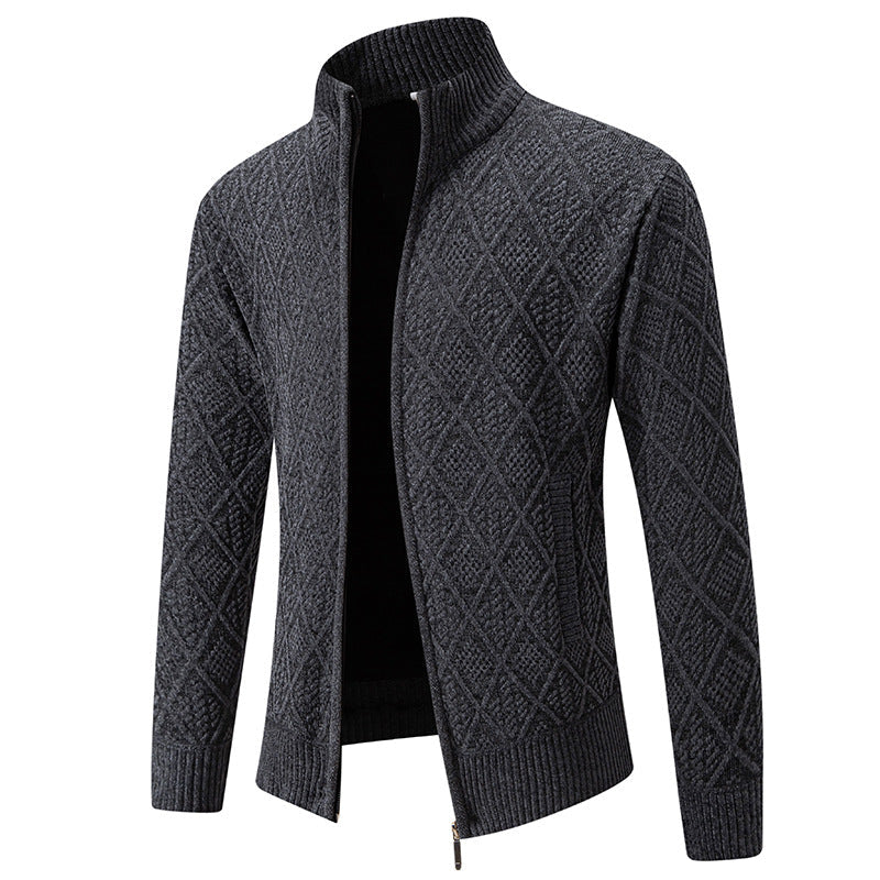 Herren Strickjacke mit strukturiertem Design und hohem Kragen ModeGeist