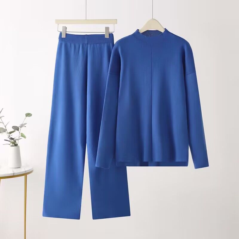 Damen elegantes Set aus langärmligem Oberteil und Palazzo-Hosen ModeGeist