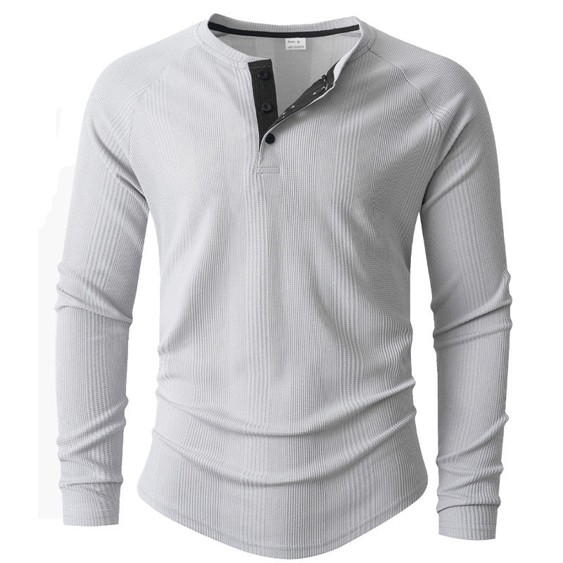 Herren Langarm Henley-Shirt mit strukturierter Oberfläche ModeGeist