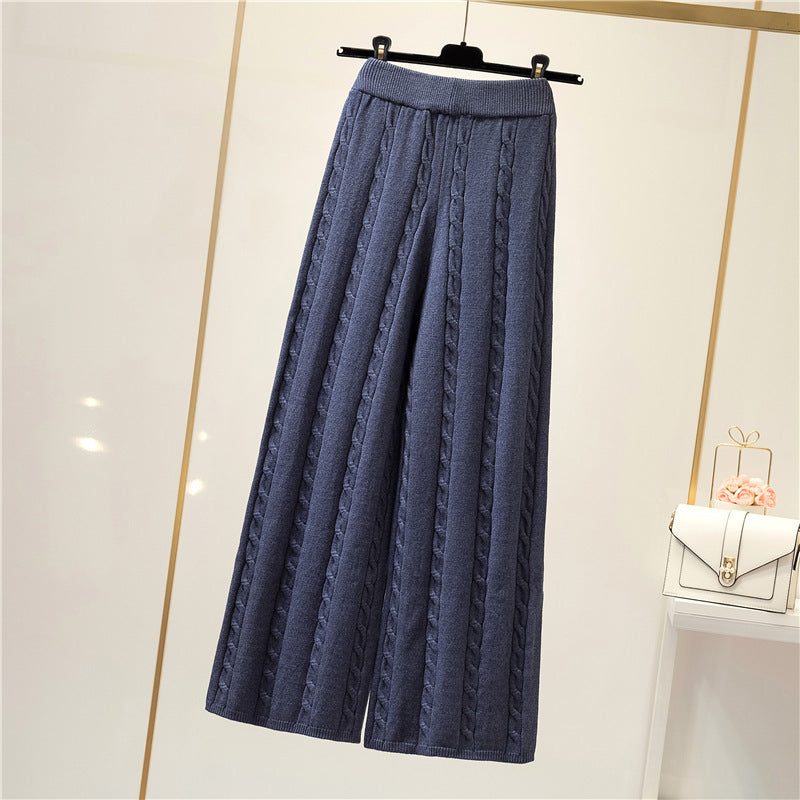 Damen Strickweite Palazzo-Hose mit Zopfmuster ModeGeist